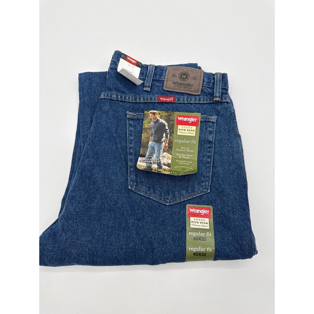 Wrangler Five Star Premium Denim Regular Fit Straight Jeans 40x32 Blue 965T1DS